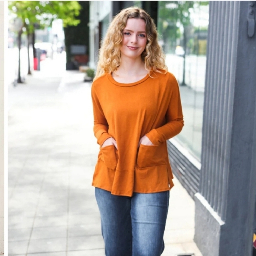 Women's Orange Long Sleeve Top